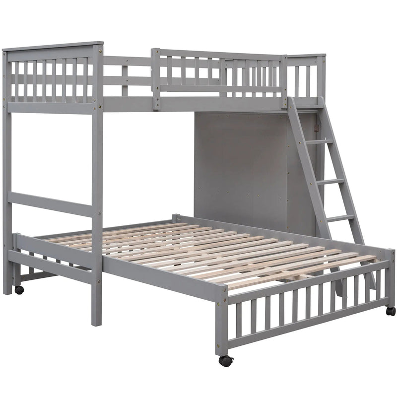 Bunk Bed With 6 Drawers And Flexible Shelves, Bottom Bed With Wheels by HouseOfZazla