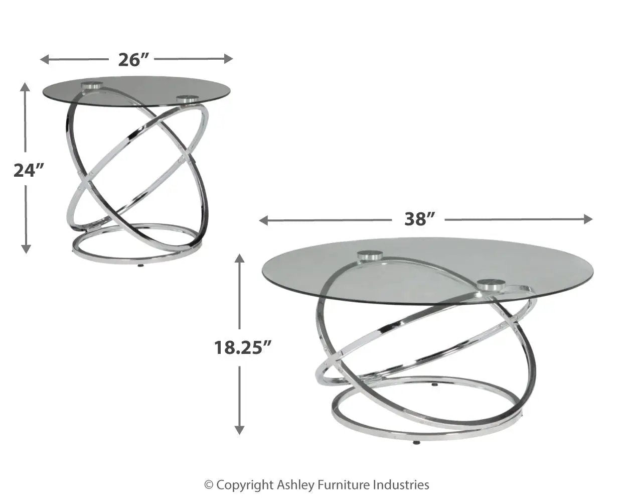 Hollynyx - Occasional Table Set (Set of 3) - Chrome Finish by Unique Piece Furniture