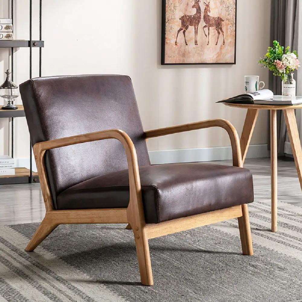 Open Framed Armchair With Cushioning Brown - Dark Brown by Unique Piece Furniture
