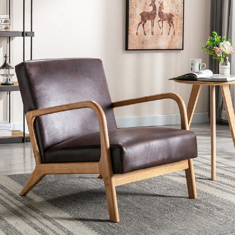 Open Framed Armchair With Cushioning Brown - Dark Brown by HouseOfZazla