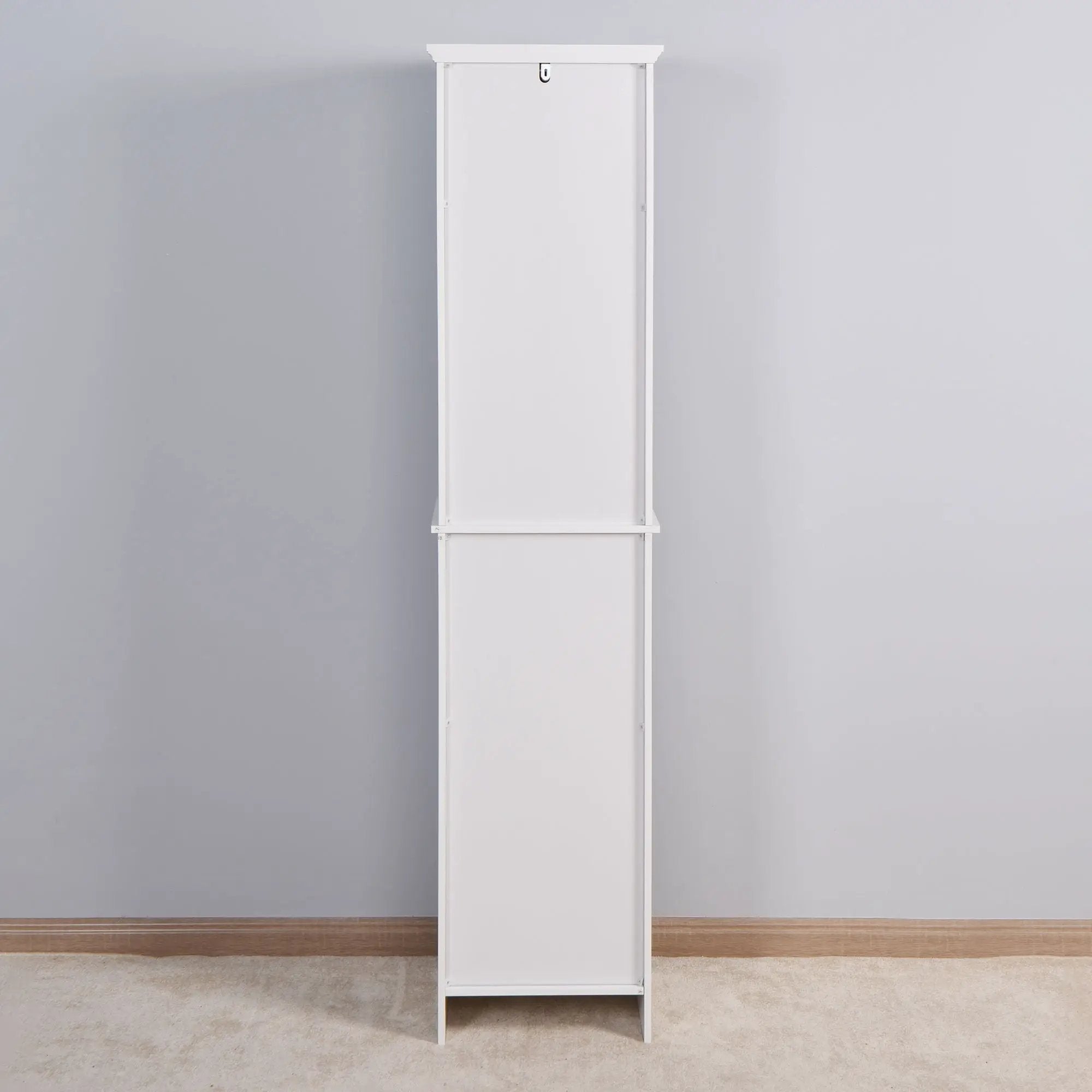 Wooden Bathroom Floor Storage Cabinet With 2 Doors And 6 Shelves - White by HouseOfZazla