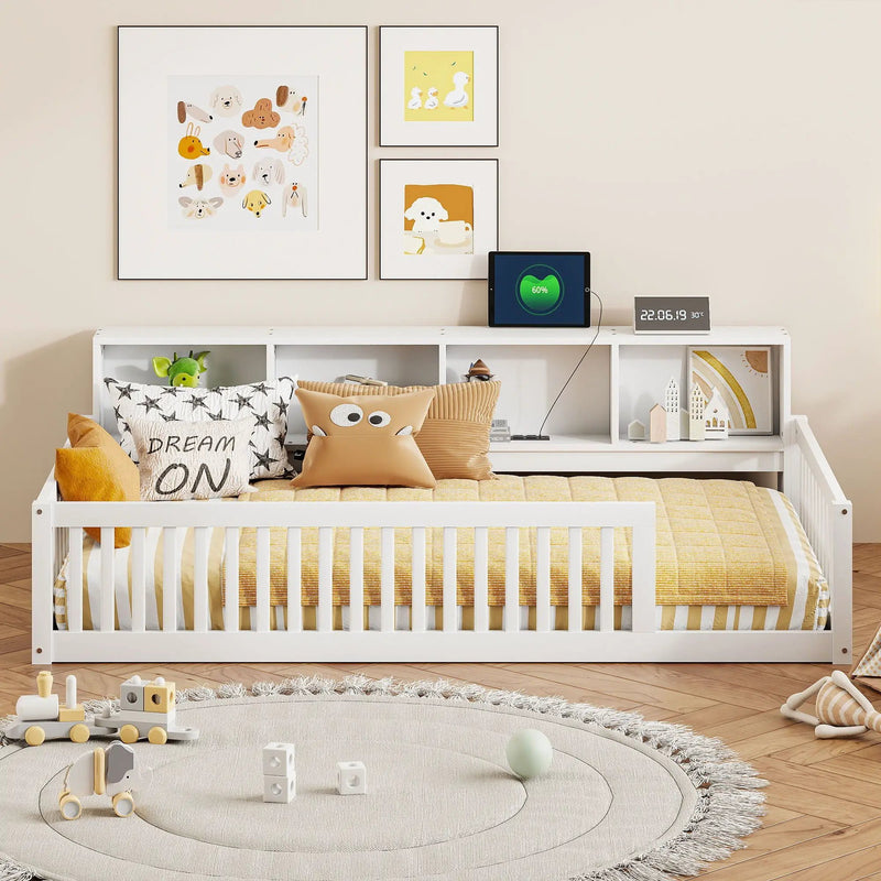 Floor Bed With Storage Cabinets And USB Ports by Unique Piece Furniture