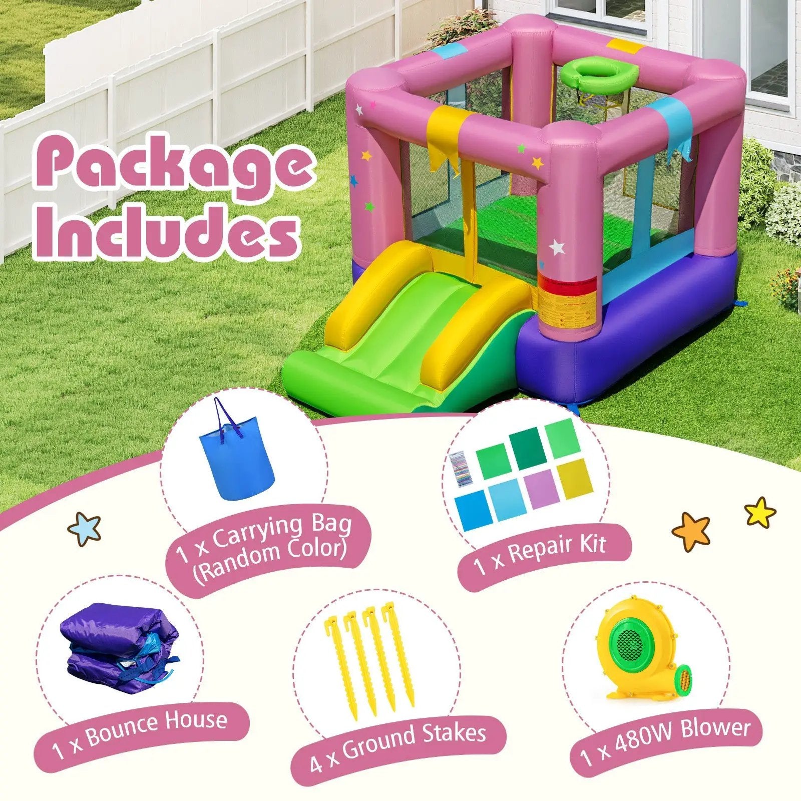 Bouncy Castle with Jumping Area and 480W Blower by DirectDeals