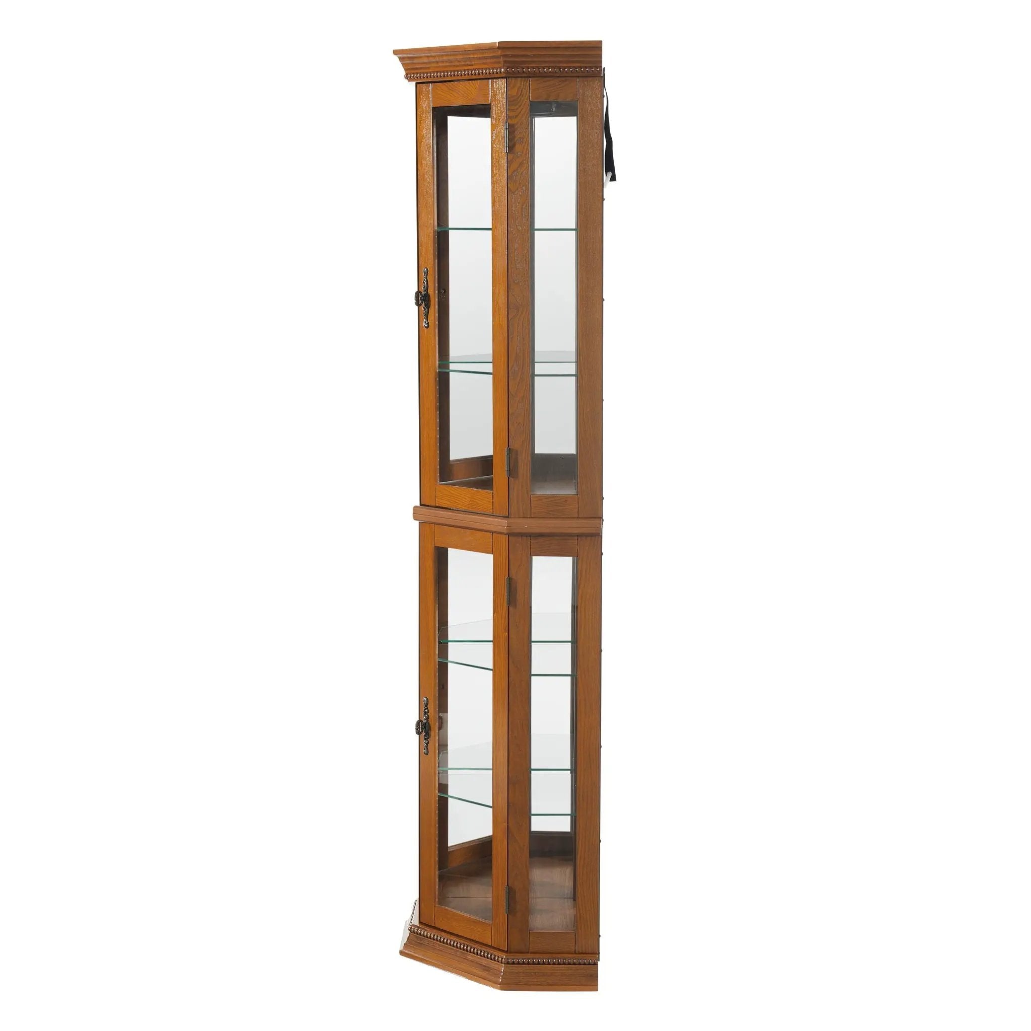 Corner Curio Cabinet With Lights, Adjustable Tempered Glass Shelves, Mirrored Back, Display Cabinet (E26 Light Bulb Not Included) by HouseOfZazla
