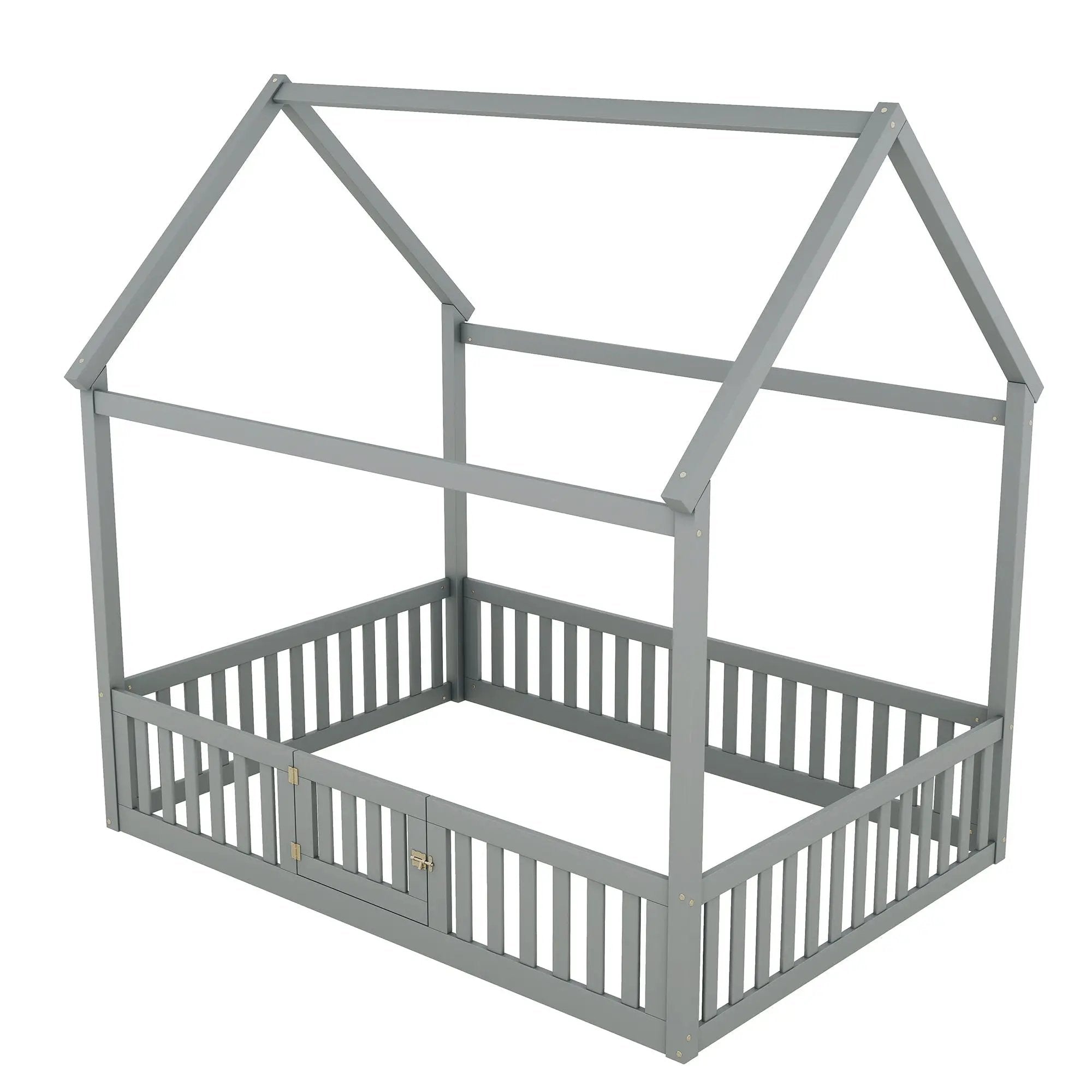 Wood House Bed With Fence And Door by Unique Piece Furniture