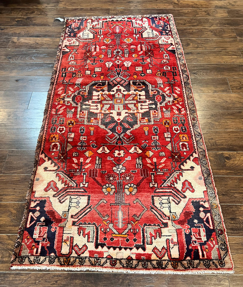 Antique Persian Tribal Rug 4 x 8, Geometric Medallion, Boho Rug, Wool Handmade Rug, Red 4x8 Rug, Persian Hamadan Rug by Jewel Rugs