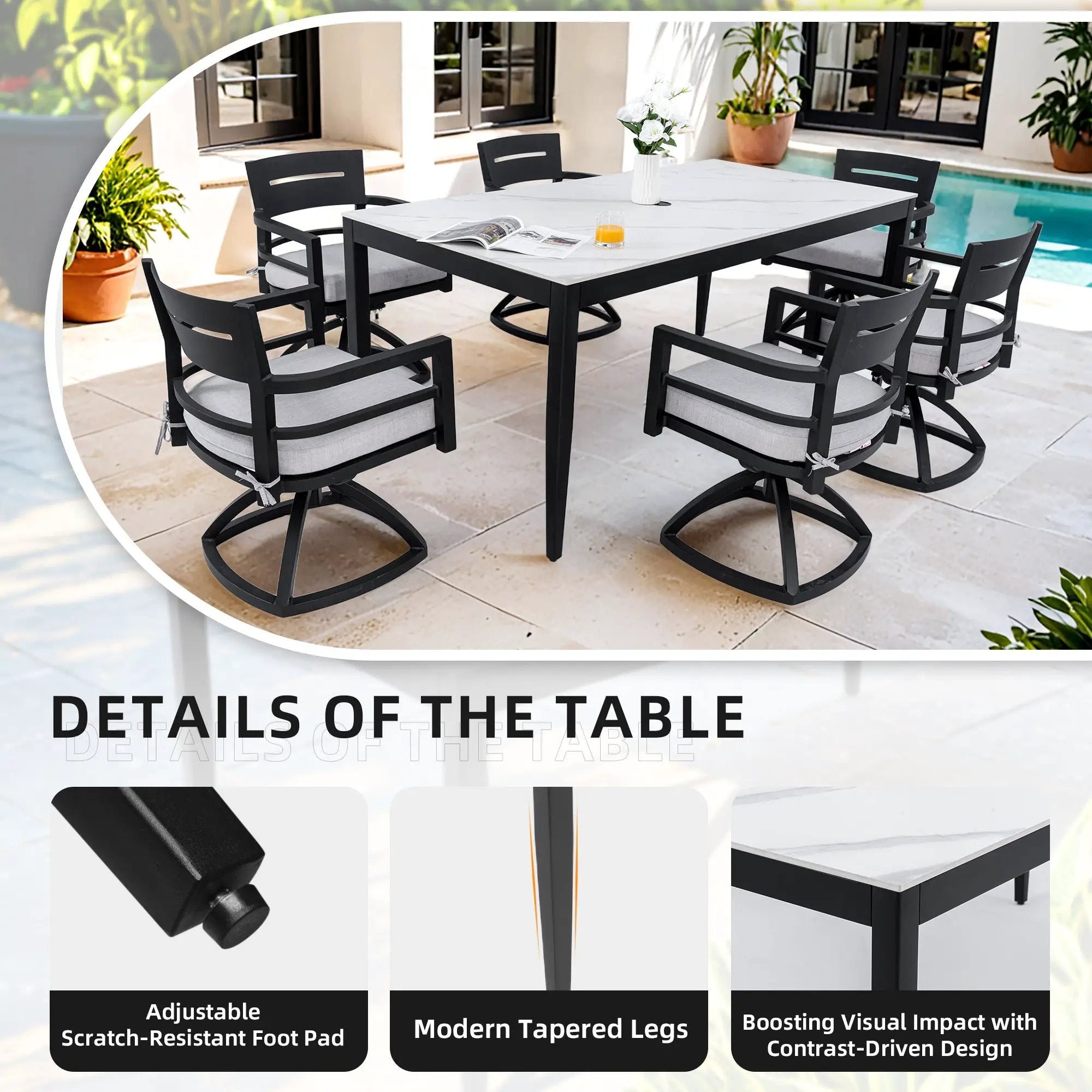Modern 7PC Outdoor Patio Aluminum Dining Set by HouseOfZazla
