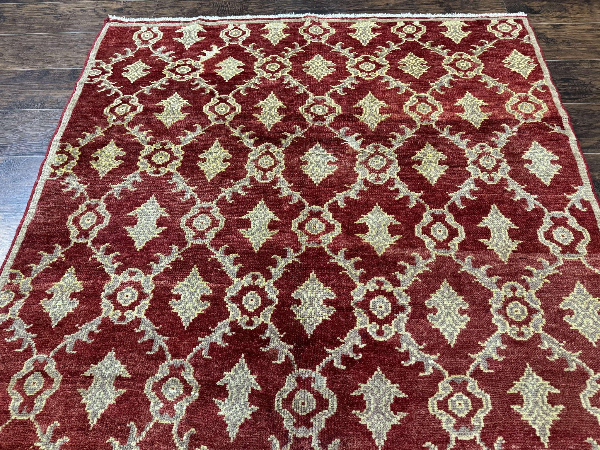 Modern Turkish Oushak Rug 5x8, Brick Red by Jewel Rugs