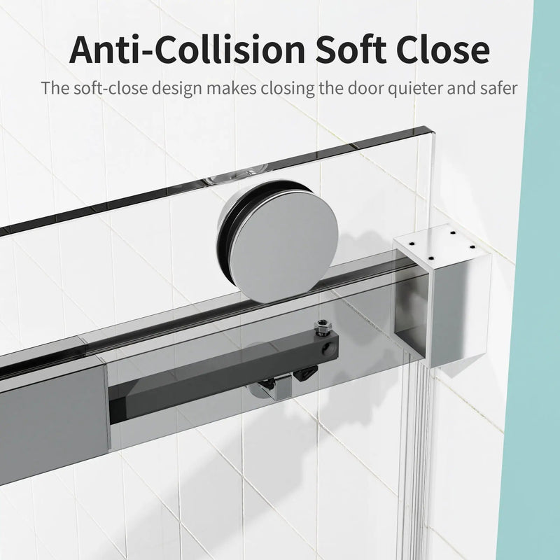 Frameless Sliding Shower Door With Soft- Close, 3 / 8" Tempered Glass by HouseOfZazla