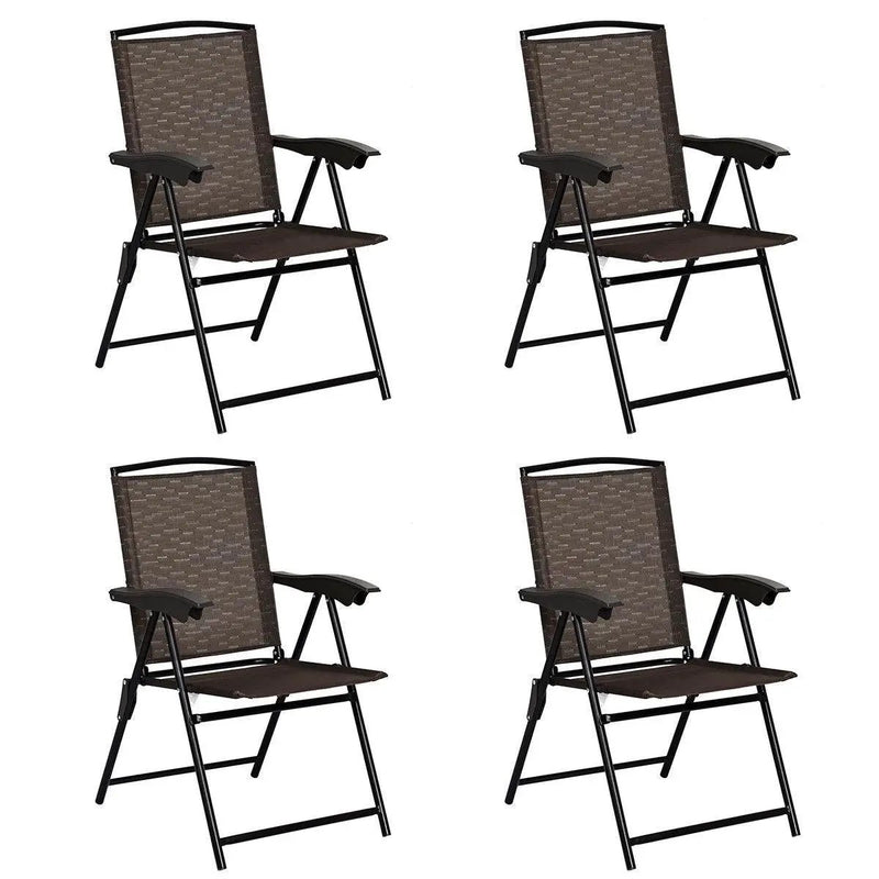 4 Pieces Folding Dining Chairs with Smooth Armrests and Sling Back by DirectDeals