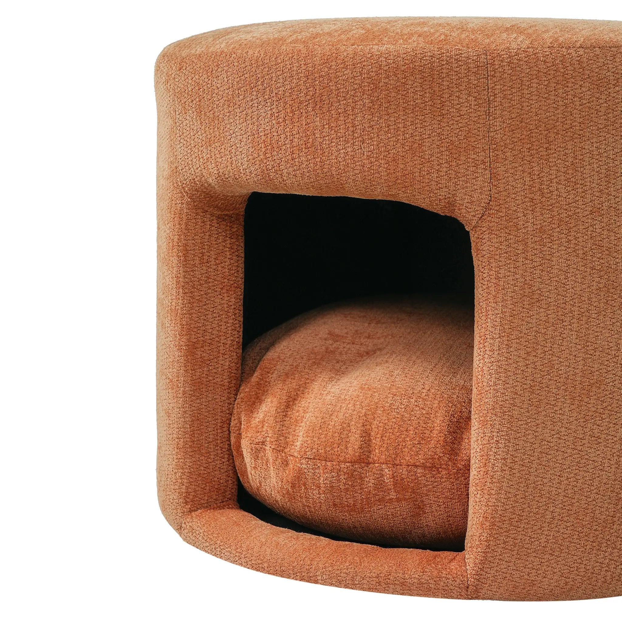 Orange Pet Friendly Ottoman with Removable Pet Cushion and Hidden Pet Nook by HouseOfZazla