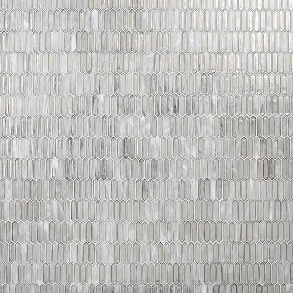 Open Box Ivy Hill Tile Fargin Silver Haze Elongated Hexagon 12 in. x 10 in. x 7mm Polished Glass Mosaic Tile (0.82 sq. ft.) by Selzalot