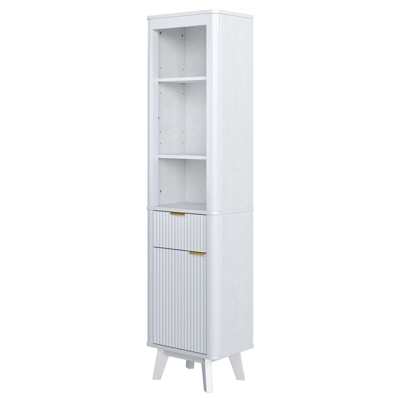Tall Bathroom Storage Cabinet With Adjustable Shelves And 1 Drawer & Door by HouseOfZazla