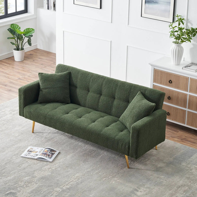 Teddy Fleece Sofa Bed With Luxurious Throw Pillows by Unique Piece Furniture