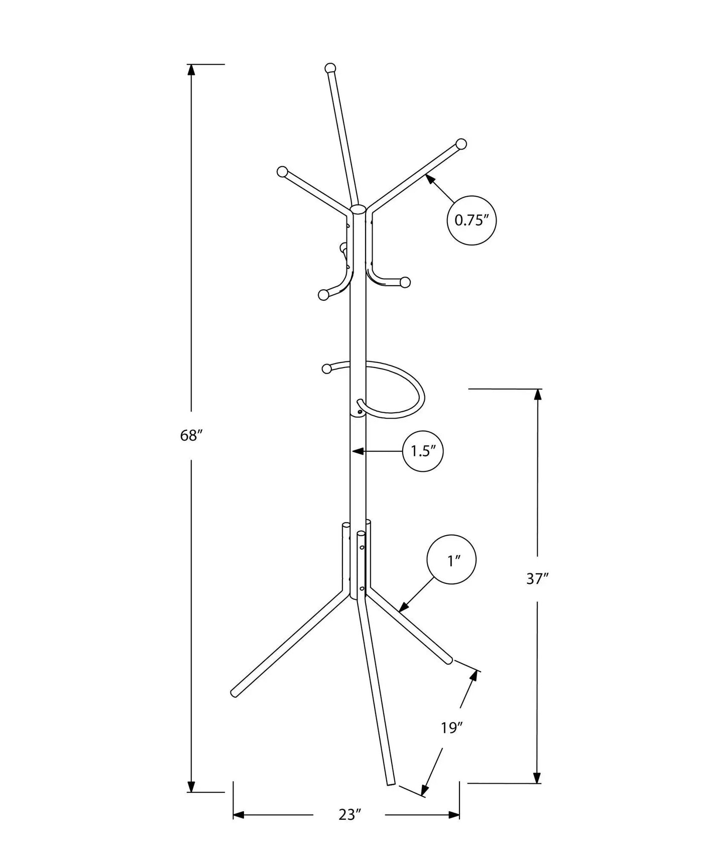 Coat Rack, Hall Tree, Free Standing, Hanging Bar, 6 Hooks, Entryway, Contemporary & Modern by Unique Piece Furniture