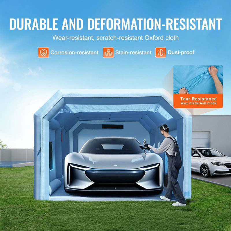 Inflatable Paint Booth, 26.2 x 14.8 x 9.8 ft with Dual Blowers and Air Filter System by HouseOfZazla