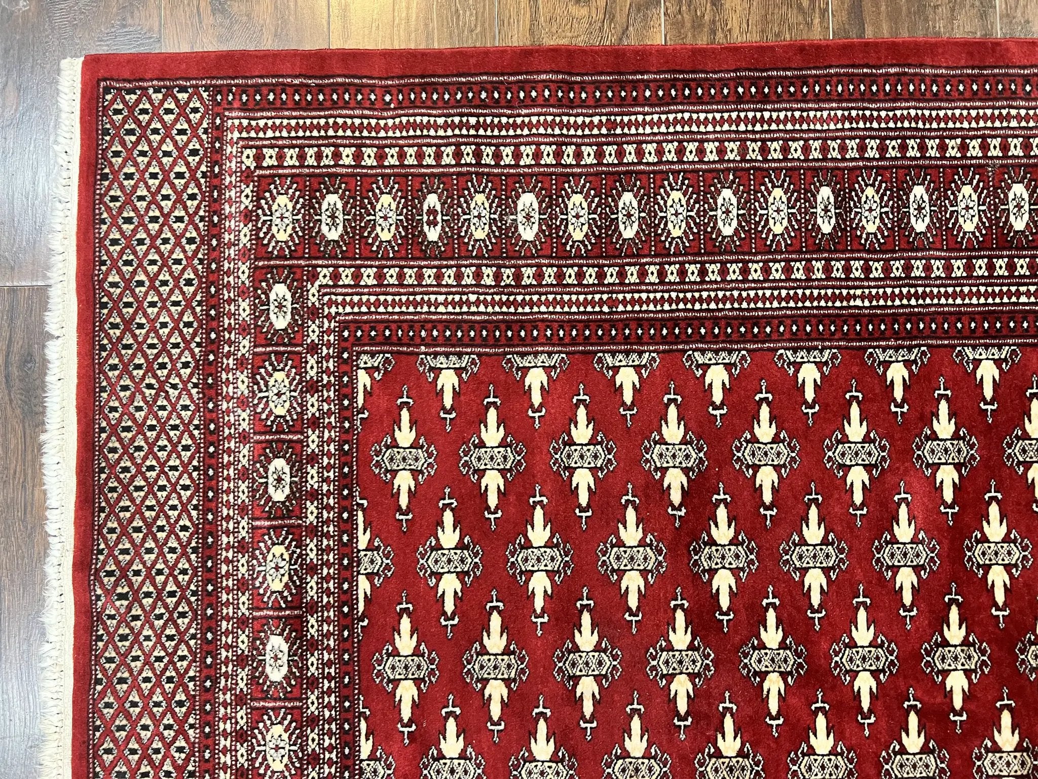 Pakistani Turkoman Bokhara Rug 6x9, Fine Wool Vintage Hand Knotted Handmade Yamud Oriental Carpet 6 x 9, Red Turkoman Rug, Tribal Rug by Jewel Rugs