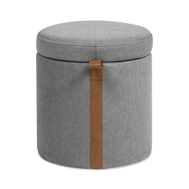 Brandy - Round Upholstered Storage Ottoman With Accent by HouseOfZazla