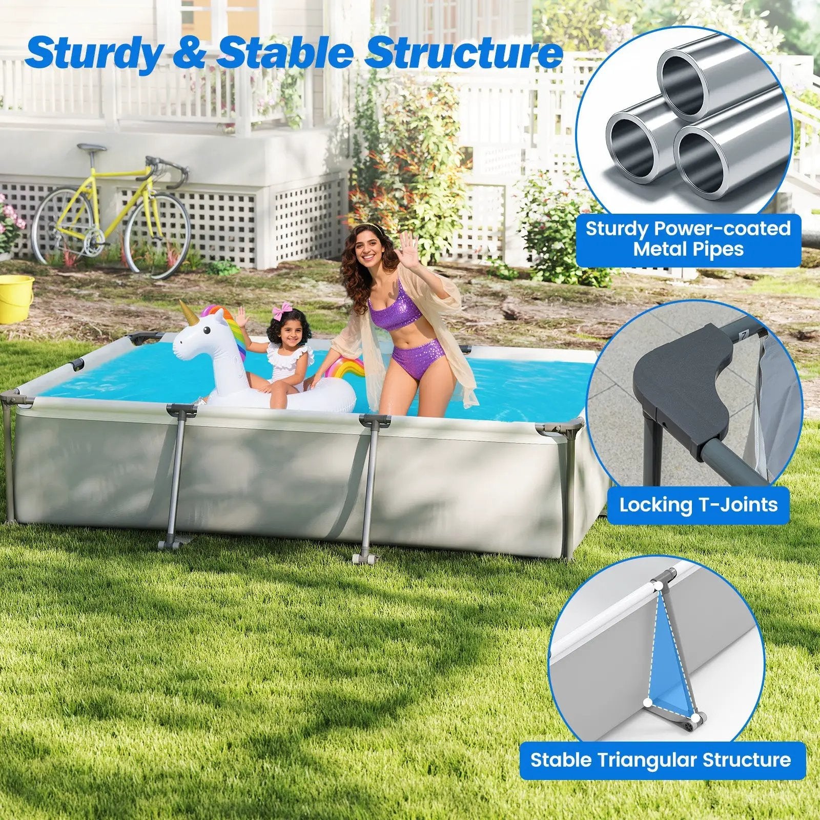 690/978/1158/1617 Gal Outdoor Family Swimming Pool with Metal Frame by DirectDeals