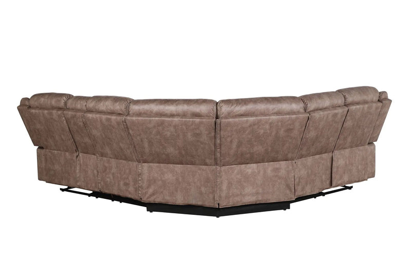 Dollum - Two Tone Nubuck Manual Recliner Sectional Sofa With USB Port Cupholder Console by Unique Piece Furniture