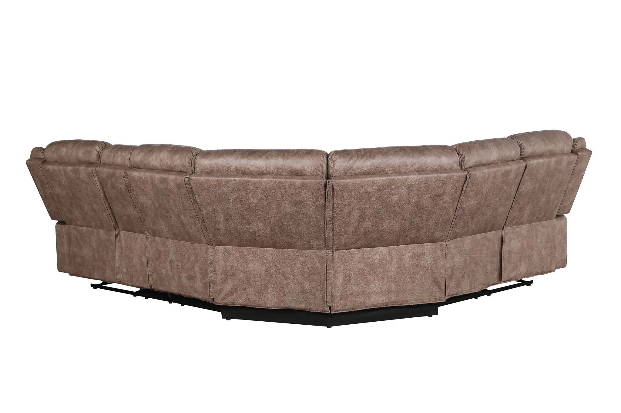 Dollum - Two Tone Nubuck Manual Recliner Sectional Sofa With USB Port Cupholder Console by HouseOfZazla