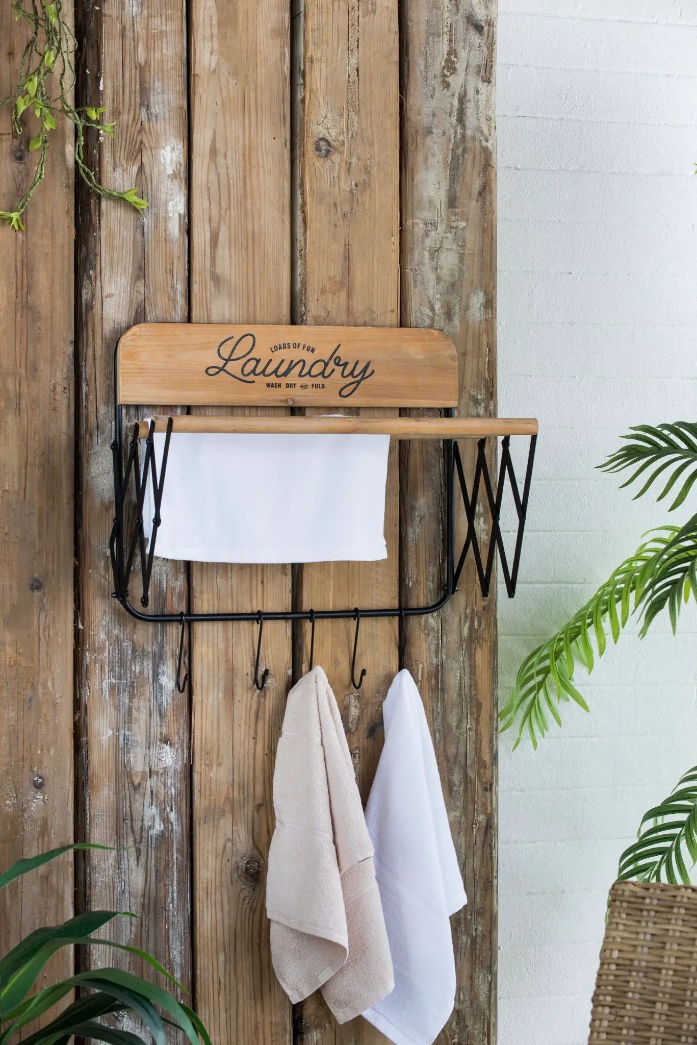 Laundry Rack With Accordion Design - Brown / Black - Black Brown by HouseOfZazla