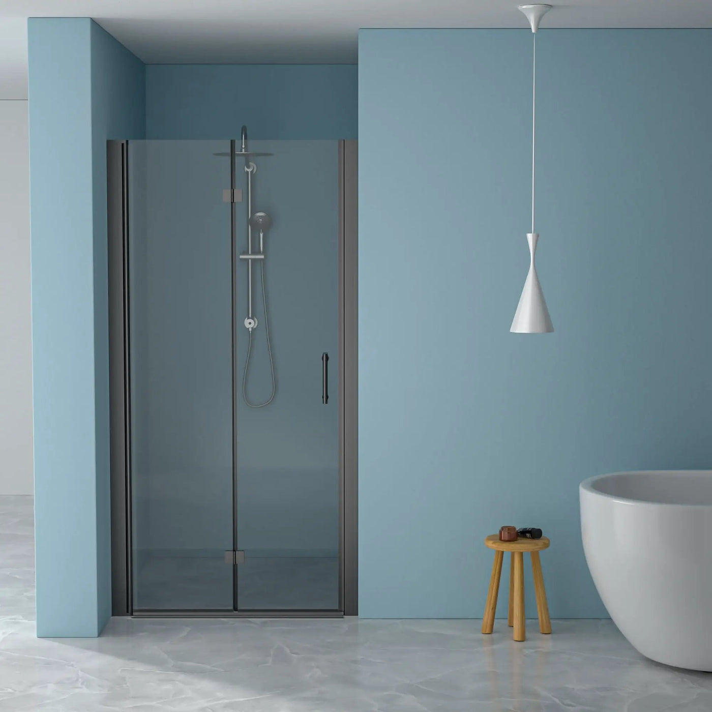 Fold Frameless Shower Door With Tempered Glass by HouseOfZazla