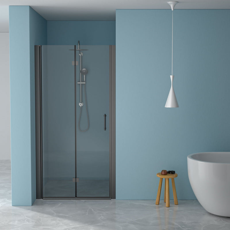 Fold Frameless Shower Door With Tempered Glass by HouseOfZazla