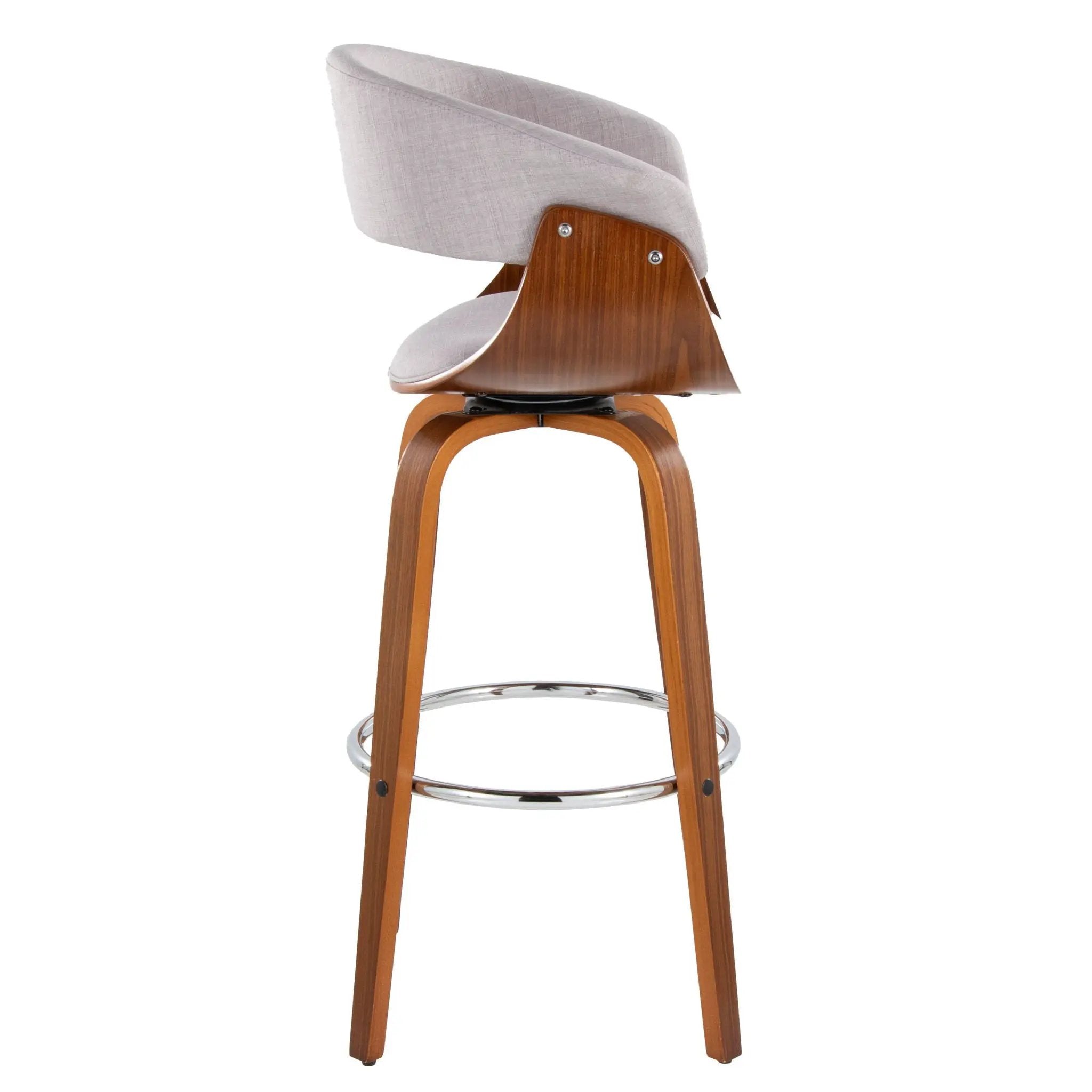 Vintage Mod - Mid Century Modern Fixed Height Barstool With Swivel With Round Footrest (Set of 2) by Unique Piece Furniture