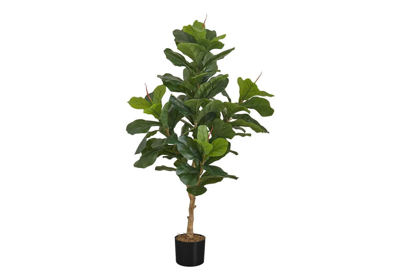 47" Tall, Artificial Plant, Fiddle Tree, Indoor, Faux, Fake, Floor, Greenery, Potted, Real Touch, Decorative - Green / Black by Unique Piece Furniture