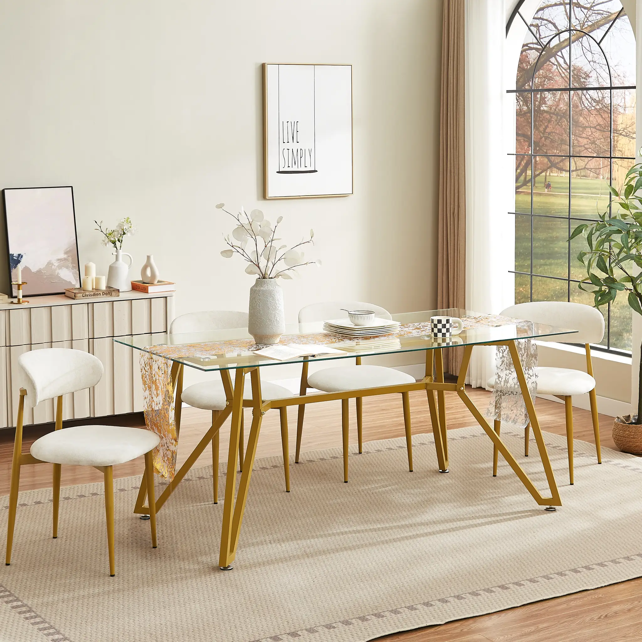 70.9-Inch Rectangular Glass Dining Table by HouseOfZazla