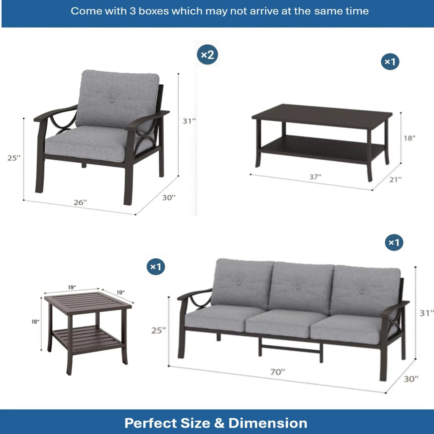 Patio Furniture Set with Coffee Table and Cushions for Backyard by HouseOfZazla