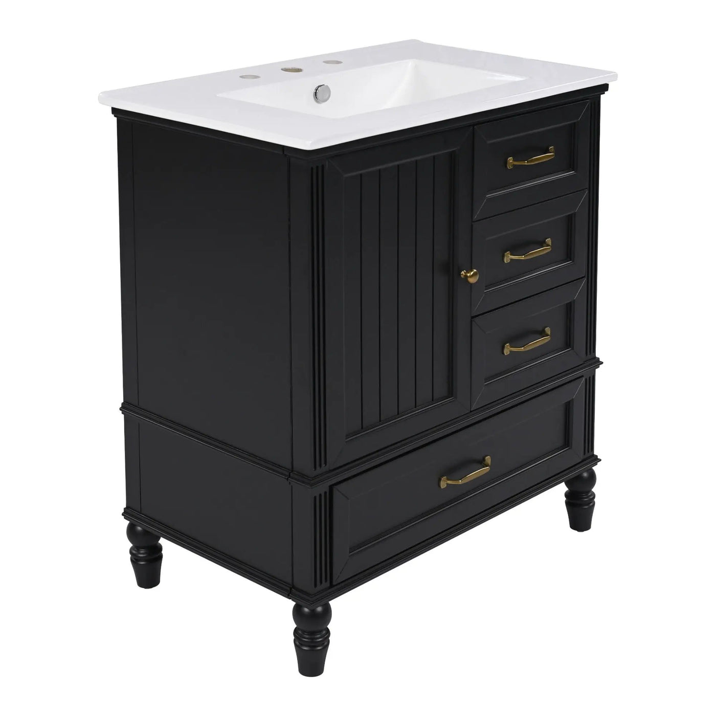 30" Bathroom Vanity With Sink, 3 Drawers, Adjustable Feet by HouseOfZazla
