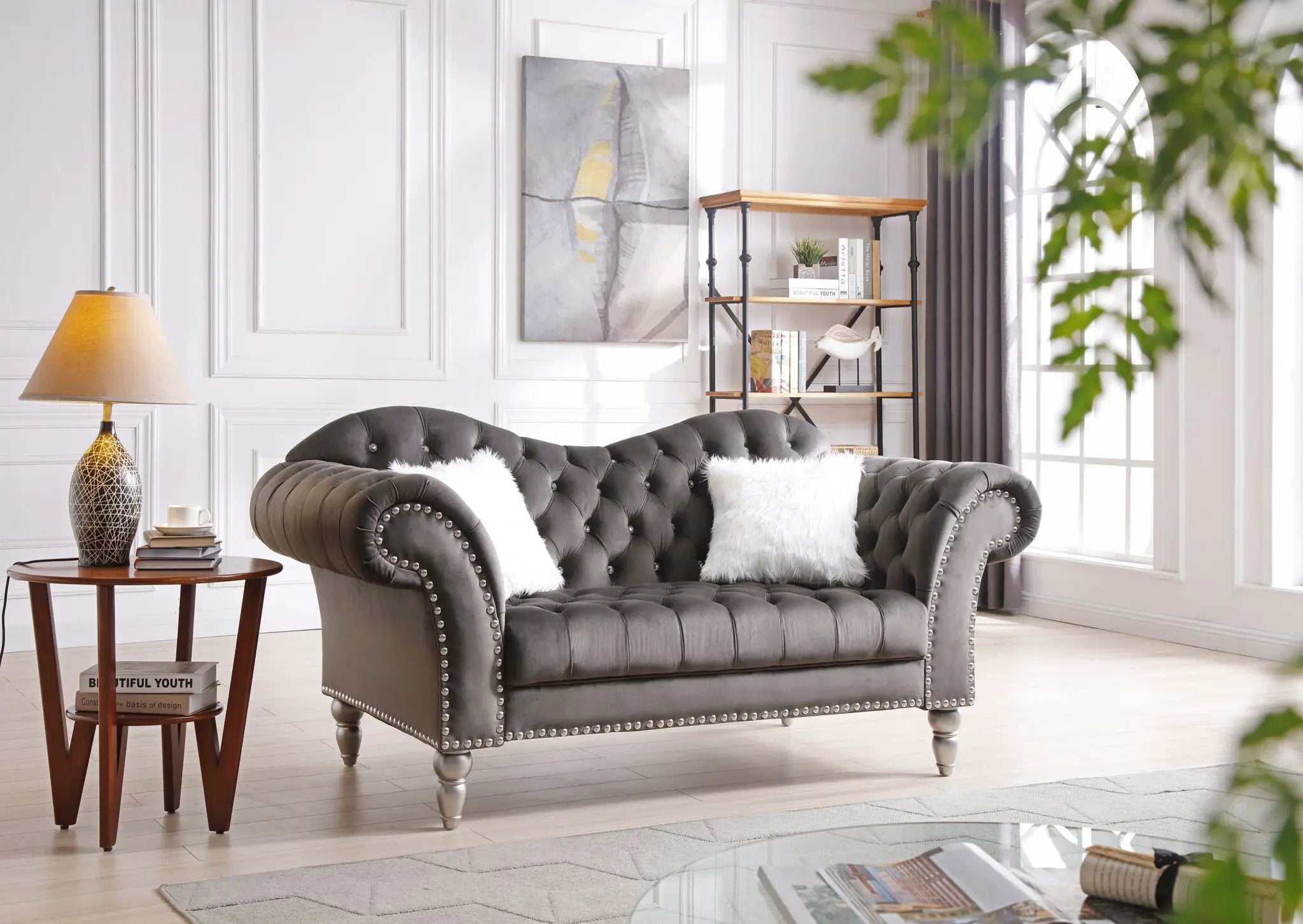 Elegant Round Arm Loveseat by HouseOfZazla