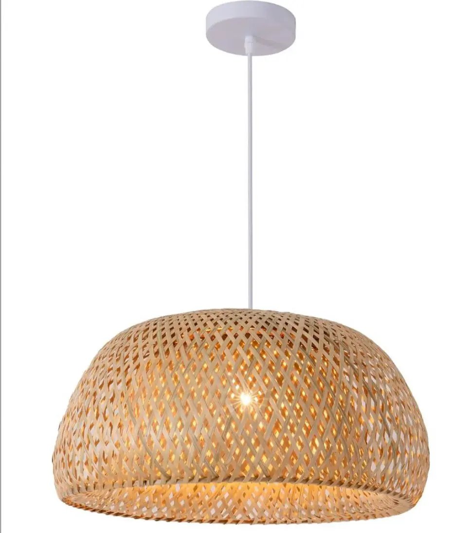 Teru Ji Kaikang Hand Woven Bamboo Pendant Light, 17.7"Bamboo Rattan Ceiling Hanging Light, for Living Room Kitchen Dining Room Farmhouse by Selzalot