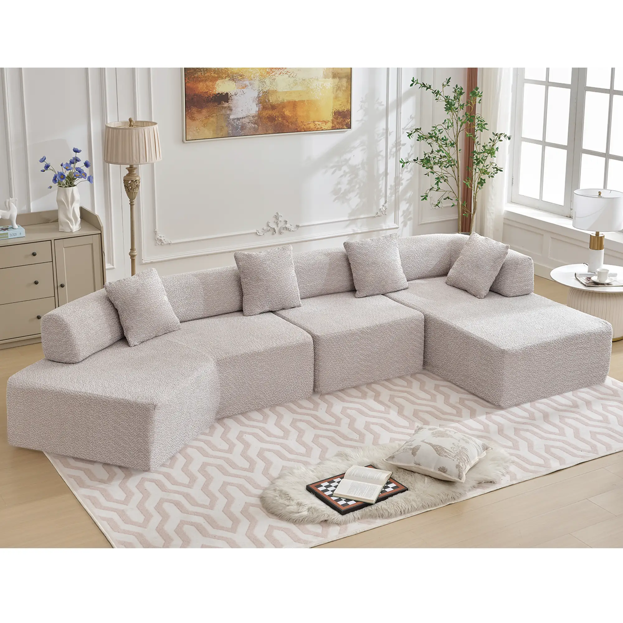Modern Minimalist 140" L-Shape Couch by HouseOfZazla
