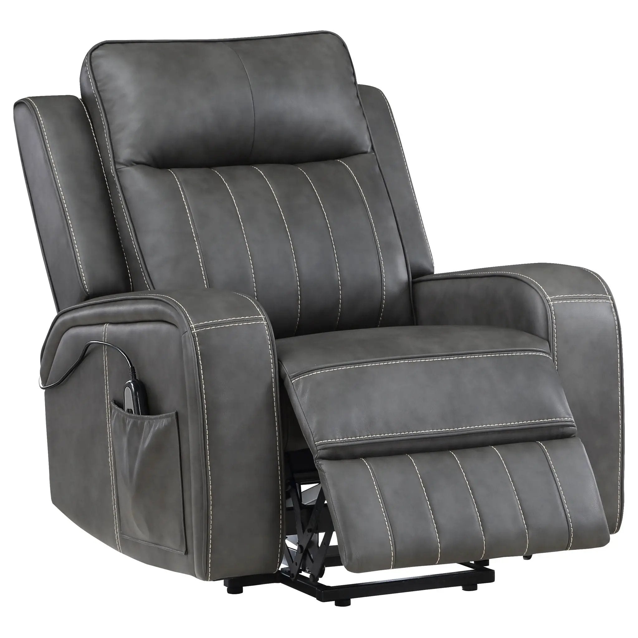 Raelynn Upholstered Power Lift Recliner Chair Grey by Unique Piece Furniture