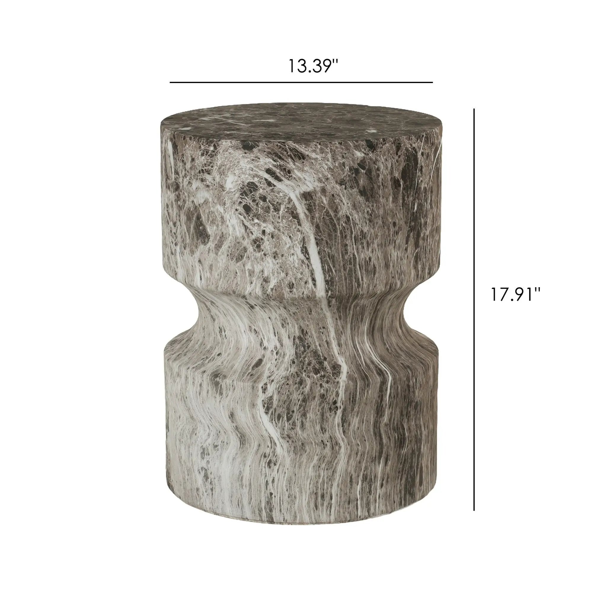 Outdoor Geometric Round End Table - Marble by Unique Piece Furniture