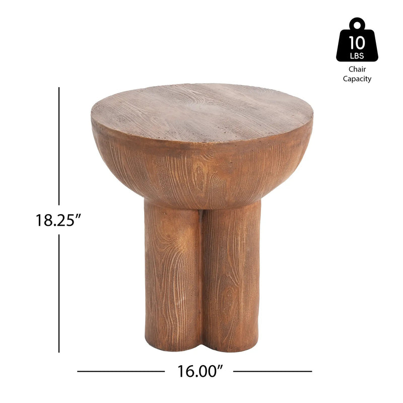 Iris Outdoor Patio Three-Legged Wood-Grain Side Table by HouseOfZazla