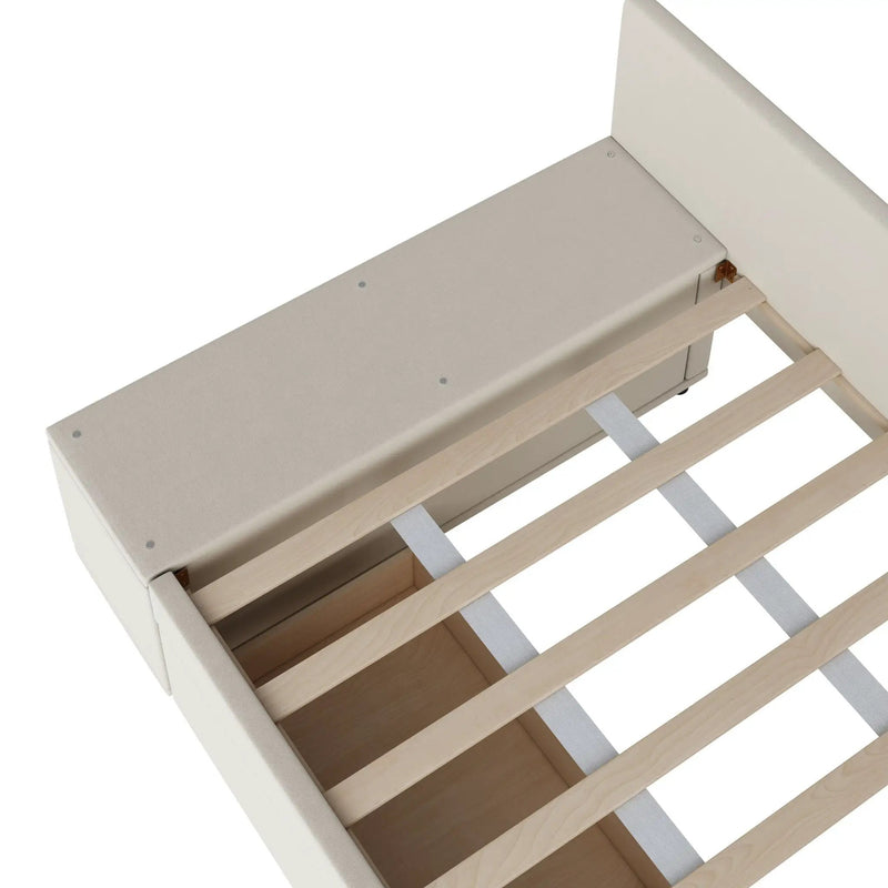 L Shaped Upholstered Platform Bed With Storage And Drawers by HouseOfZazla
