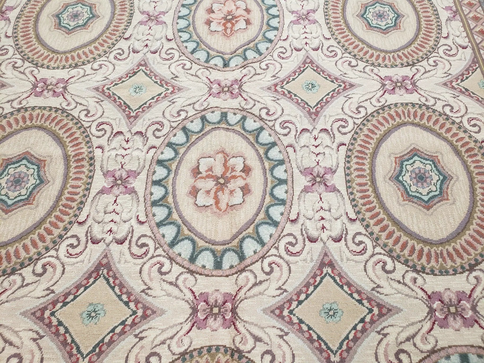 New Needlepoint Rug, 6x9 Needlepoint Carpet, Flatweave Rug, Vicotorian French European English Decor, Elegant Rug for Living Room, Handmade by Jewel Rugs
