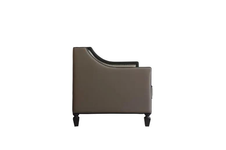 House Beatrice - Loveseat With 3 Pillows - Tan Synthetic Leather , Black Synthetic Leather & Charcoal by Unique Piece Furniture