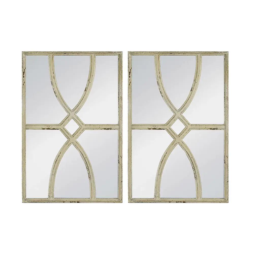 Rectangular Wooden Wall Mirror With Antique Frame, Vertical Or Horizontal Home Decor For Living Room (Set of 2) by Unique Piece Furniture