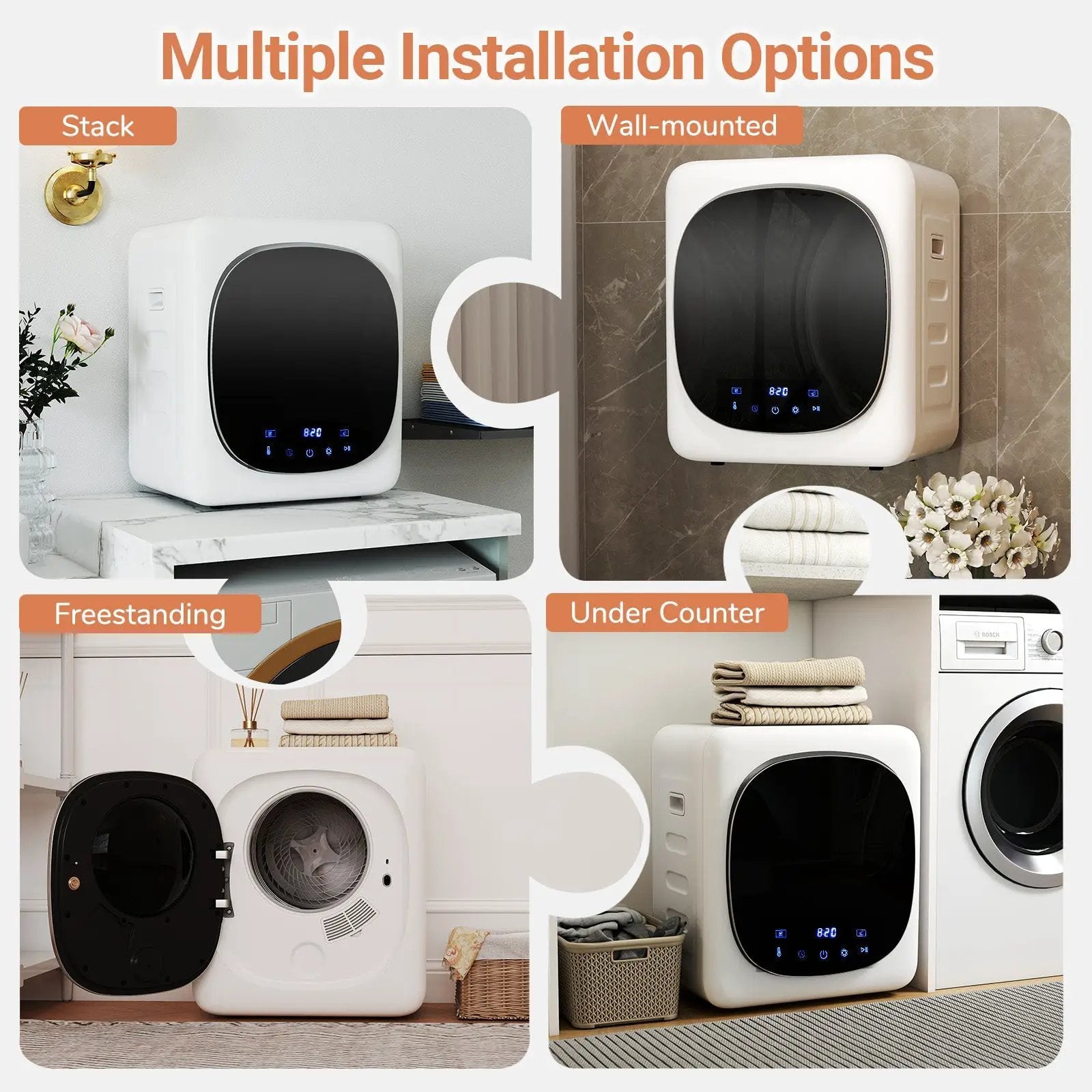 Portable Clothes Dryer Compact Drying Machine 800W Electric Laundry Dryer by DirectDeals