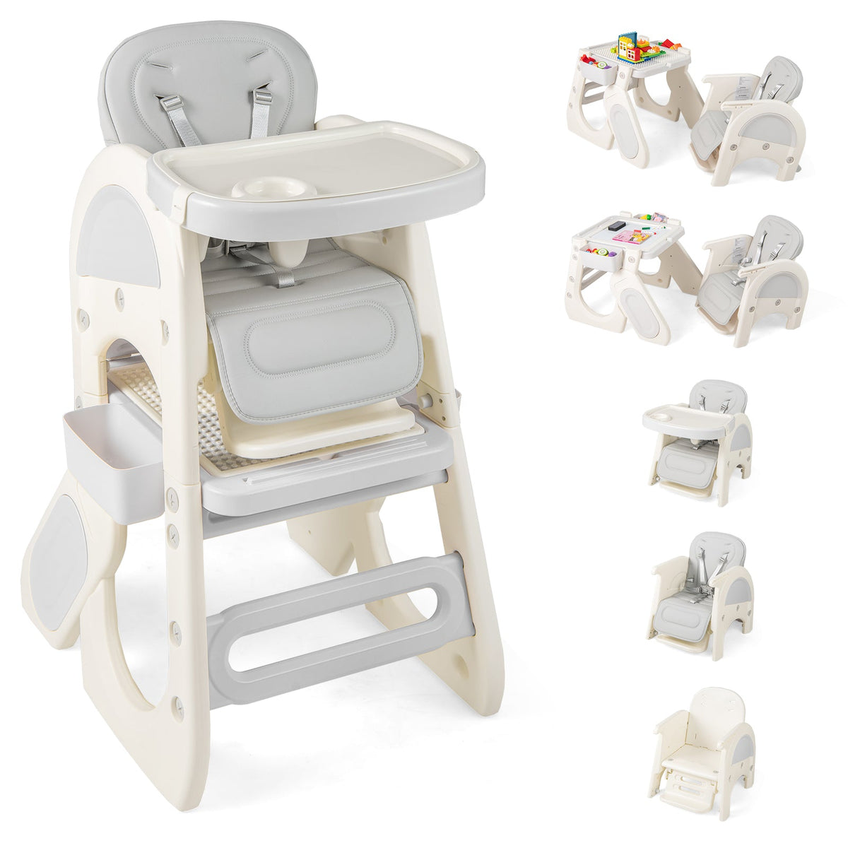 Convertible Baby High Chair with Double-layer Tray and Adjustable Backrest, photo 10 of 16