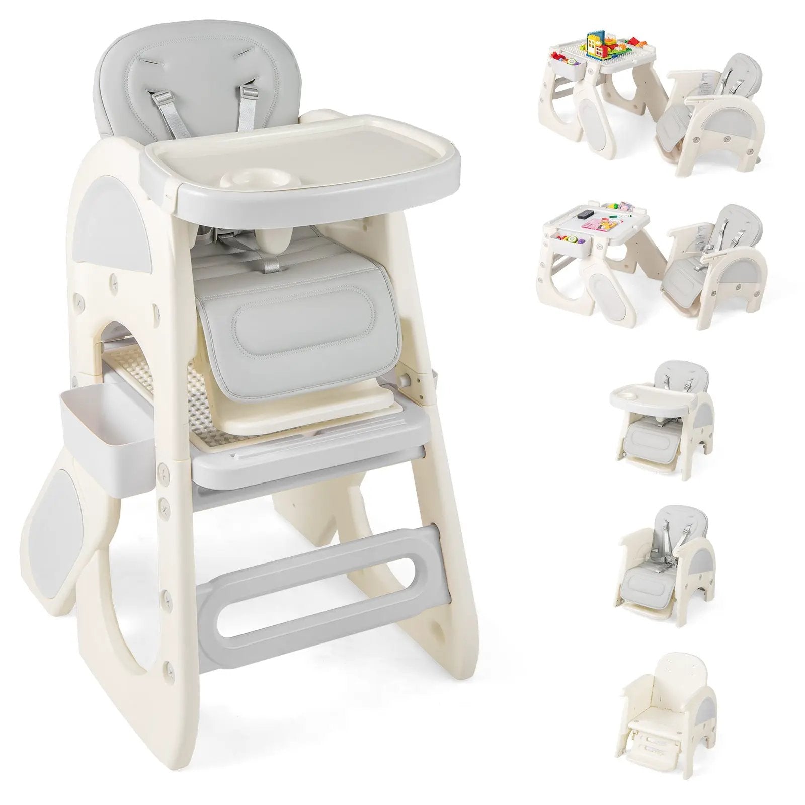 Convertible Baby High Chair with Double-layer Tray and Adjustable Backrest by DirectDeals