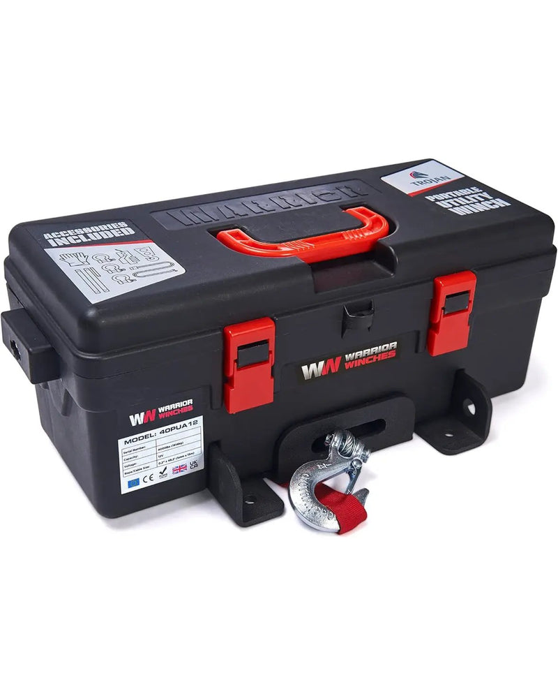 Trojan Portable 12v Electric Winch 4,000lbs - ATV/UTV Winch with Synthetic Rope, Easy to Carry, No Installation – Ideal for Truck, Off by Selzalot