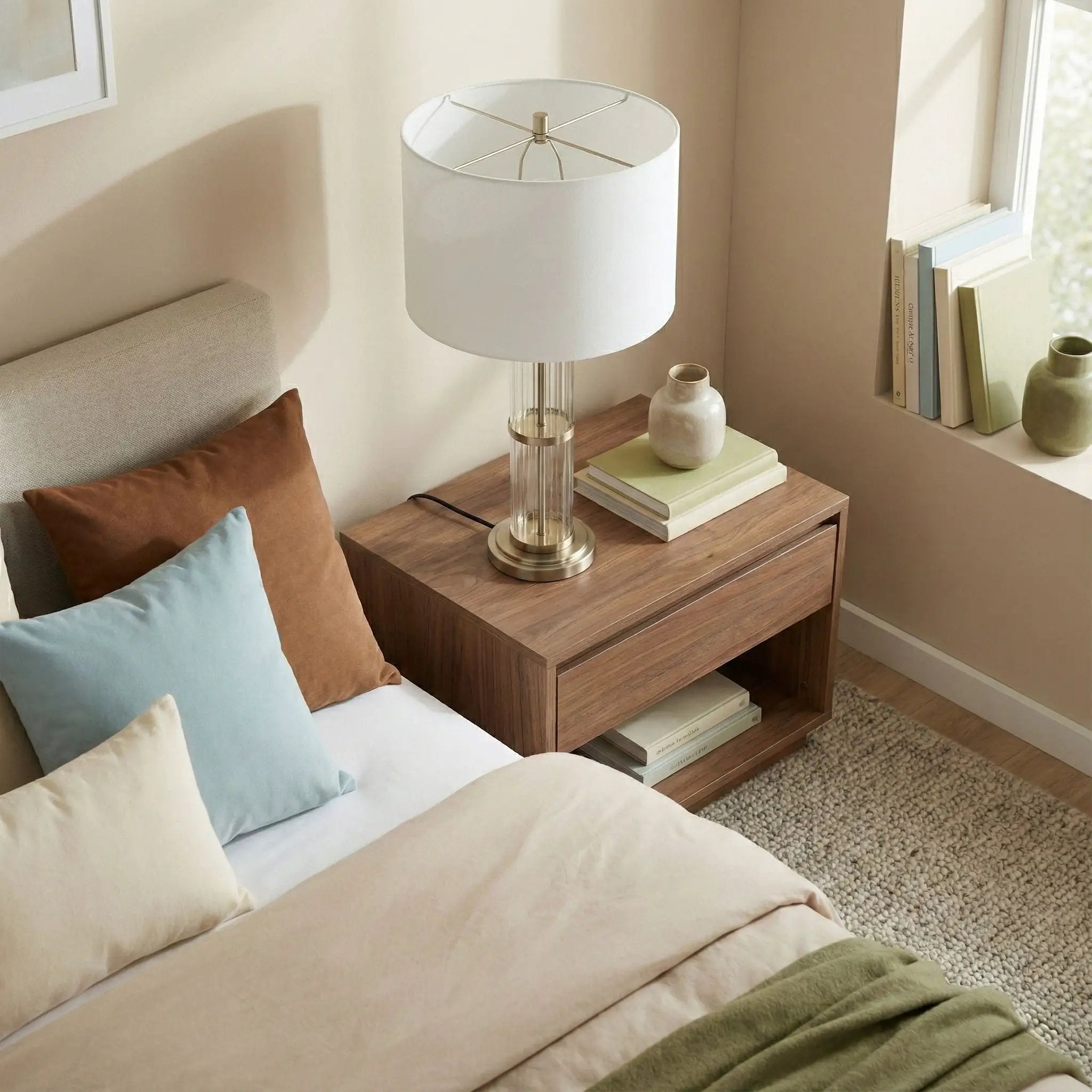 Echo - Table Lamp With On / Off Switch Clear Body Base - Clear / Silver / White by Unique Piece Furniture
