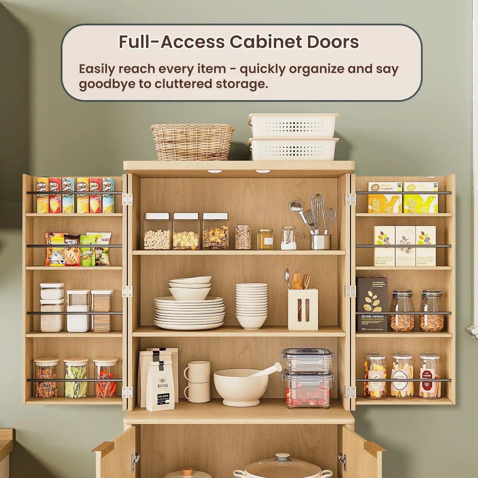 Kitchen Pantry Cabinet With 6 Doors