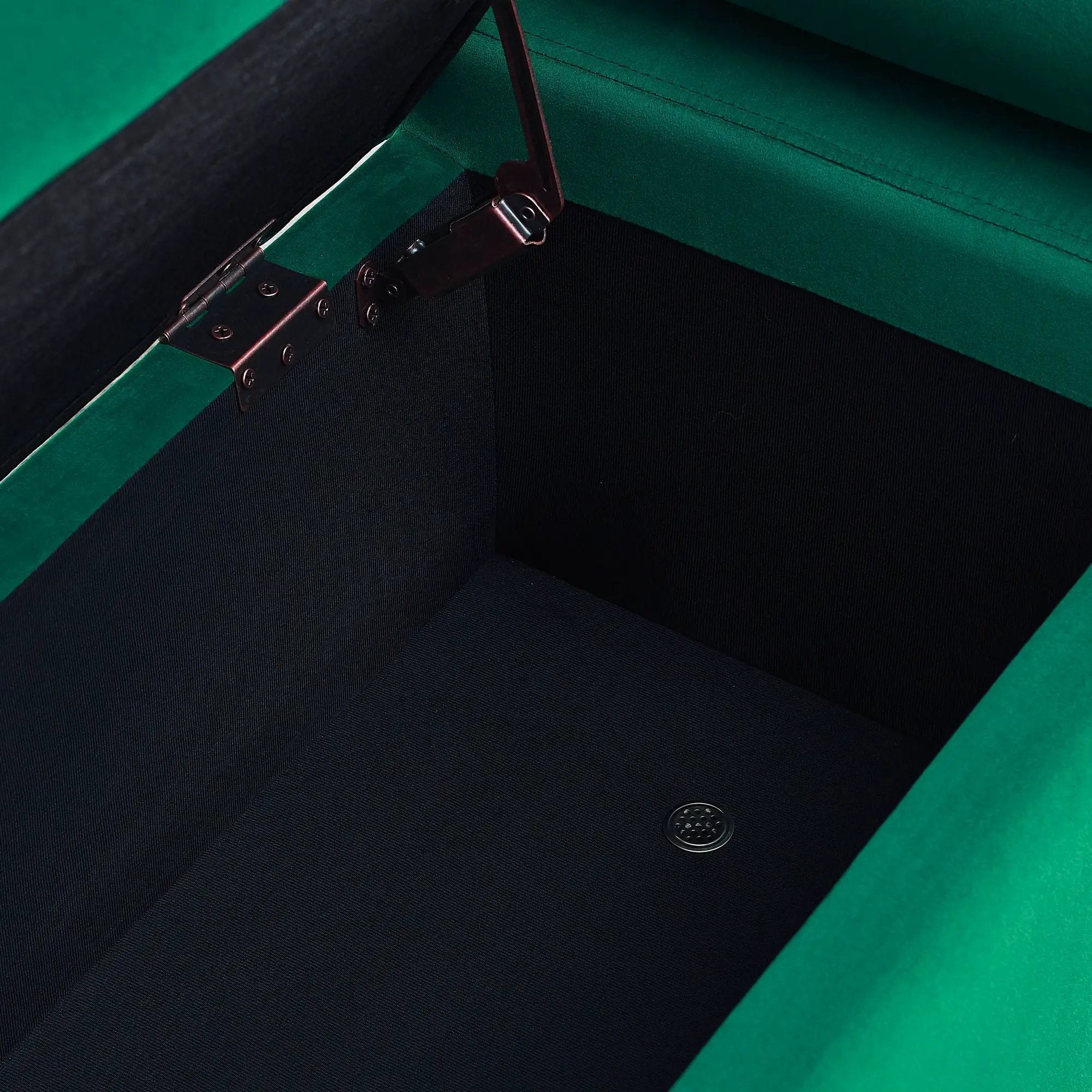 Elegant Upholstered Storage Bench With Cylindrical Arms And Iron Legs, by HouseOfZazla